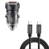 LivX Transparent 45W PD/QC Mini Araç Şarj Cihazı ve 50 cm Hızlı Şarj ve Data Kablosu