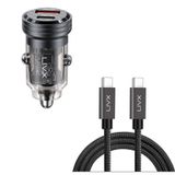 LivX Transparent 45W PD/QC Mini Araç Şarj Cihazı ve 50 cm iPhone Hızlı Şarj Kablosu
