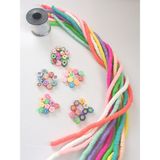 Livza Bijuteri 10 Renk Fimo Boncuk 6 mm ile 5 Adet Farklı Figür Boncuk Seti 1-Adet 100 M Lastik Misina Set