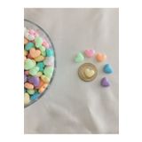 LİVZA BİJUTERİ 10mm Pastel Karışık Renkli Plastik Kalp Model Boncuk ,takı Yapım Hobi Boncuğu (50 Gr)