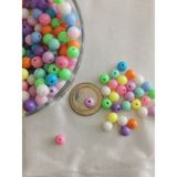 Livza Bijuteri Livza BIJUTERI 50GR 8mm Pastel Karışık Renkli Yuvarlak Plastik Boncuk Takı Yapım Boncuğu