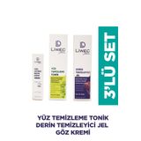 LIWECDERMA Liwec Derma 3'lü Set (DERİN TEMİZLEYİCİ JEL - YÜZ TEMİZLEME TONİK - GÖZ ÇEVRESİ BAKIM KREMİ)