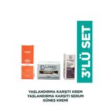 LIWECDERMA Liwec Derma 3'lü Set (YAŞLANMA KARŞITI SERUM - YAŞLANMA KARŞITI KREM - GÜNEŞ KREMİ)