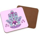 LIWOGY Ikili Set Renkli Bardak Altlığı / El Göz Desenli Bardak Altlığı & Fincan Altlığı - 2 Adet