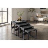 Liya Dörtlü Tekerlekli Metal Zigon Sehpa, Siyah