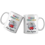 Liya Gift Collection Kişiye Özel Türkçe Öğretmeni Kupa Bardak – Isim Yazılı Türkçe Öğretmeni Meslek Kupası Öğretmen Hediyesi - Beyaz - 300 ml