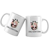 Liya Gift Collection Ü Harfli Kişiye Özel Isimli Porselen Kupa Bardak – Çiçekli Monogram Harf Tasarımlı Isim Yazılı Kişiselleştirilebilir Hediye Kupa - Beyaz - 324 ml