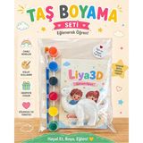 LİYA3D Çocuk Taş Boyama Seti Dinozor – Boyama Aktivite Seti, Fırça ve 6 Renk Boya Dahil, Eğitici Oyuncak