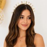 Liya3D Happy Birthday Taç Gold Doğum Günü Tacı Parti Tacı Doğum Günü Aksesuarı