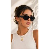 Liya3D Siyah Köşeli Güneş Gözlüğü UV400 Korumalı Unisex Kalın Çerçeve Modern Tasarım - 01-Siyah