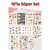 Liyacraft 10 Sayfa Çiçek ve Vintage Sticker Set-Planner Ajanda Bullet Journal Için Uygun Set