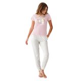 Liyuza ANNE-KIZ SETİ KADIN İKİLİ PİJAMA TAKIM AR3571-S PEMBE M