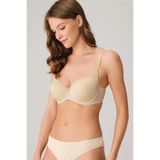 Liyuza Balenli Desteksiz Dolgusuz Askıları Çıkabilen Yumuşak Süngerli T-shirt Sütyeni Beyaz 75B