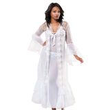 Liyuza Beyaz Dantelli Sabahlık & Gecelik Takım 2' Li - 1485 Beyaz S/M