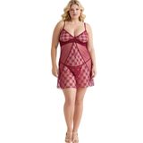 Liyuza Büyük Beden Bordo Tül Mini Gecelik Zarif Kadın Gece Elbisesi (BORDO - 2XL) çok renkli 2XL