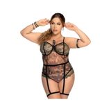Liyuza Büyük Beden Dantel İşlemeli Body Asker Kostümü grsel 4XL