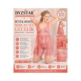 Liyuza Büyük Beden Mercan Tül Mini Gecelik Zarif Kadın Gece Elbisesi (MERCAN - 2XL) çok renkli 3XL