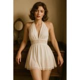 Liyuza Dantel Detaylı Transparan Babydoll Kırmızı 2XL