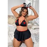 Liyuza Fantazi Kalpli Mini Etekli Babydol Gecelik 9234 Siyah M
