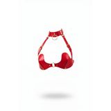 Liyuza Giyim Kırmızı Göğüs Harness Boyunluklu Altın Tokalı Deri Korse - Brf1226 Kırmızı L/XL