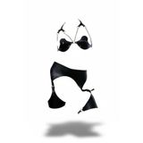 Liyuza Giyim Siyah Harness Takım Zincir Detaylı Suni Deri Bralet Set - Brf1220 Haki S/M