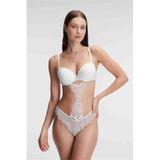 Liyuza HERŞEYTREND Fantezi Destekli Balenli Kaplı Dantel Detaylı Sütyen Slip İç Çamaşırı Takımı Ekru 75B