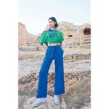 Liyuza HERŞEYTREND Kısa Kollu Never Give Up 3lü Crop Eşofman Takımı MAVİ XL