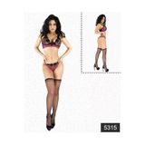 Liyuza HERŞEYTREND Saten Dantelli Fantazi Çorap Sütyen Tanga Set Görsel M