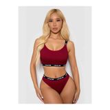Liyuza Kadın Bordo Love Yazılı Mayo Bikini Şık Esnek Kumaş Plaj Giyim Özel Tasarım Bordo S/M