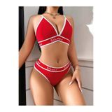Liyuza Kadın Kırmızı Love Yazı Detaylı Zarif Bikini Mayo Takımı Özel Tasarım Mery Woman KIRMIZI L/XL