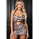 Liyuza Kadın Leopar Desenli Gece Elbisesi Şık Ve Modern Tasarım Mery Woman S-M S/M