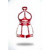 Liyuza Kırmızı Jartiyer Harness Deri Ayarlanabilir Tokalı Vücut Kemerleri - Brf1302 Woman Siyah 4XL-5XL