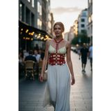 Liyuza Kırmızı Kadın Kemer Korse Yapılı Zincir Detaylı - Brf1072 Taba S/M