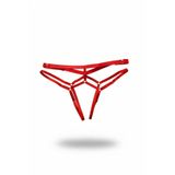 Liyuza Kırmızı Tanga - Külot Halka Detaylı Çok Şeritli - Brf145 Kırmızı S/M