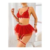 Liyuza Kırmızı Tül Etekli Fantezi Kostüm 2211 Kırmızı S/M