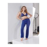 Liyuza Mavi Transparan Fantezi Sütyen Pijama Takımı Mavi M