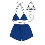 Liyuza Miss,Kadın Şortlu Belden Ve Boyundan Bağlamalı Bikini Takımı (mavi, S-M)