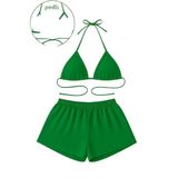 Liyuza Miss,Kadın Şortlu Belden Ve Boyundan Bağlamalı Bikini Takımı (yeşil, S-M)