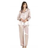 Liyuza Pudra İkili Saten Gecelik Pijama Takımı 7647 PUDRA M
