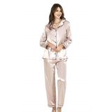 Liyuza Pudra İkili Saten Gecelik Pijama Takımı 7647 PUDRA M