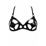 Liyuza Siyah Göğüs Harness Oyuk Kesimli Deri Bralet - Brf1155 Taba L/XL