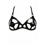 Liyuza Siyah Göğüs Harness Oyuk Kesimli Deri Bralet - Brf1155 Woman Siyah 4XL-5XL