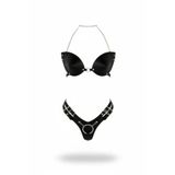Liyuza Siyah Harness Takım Suni Deri Zincir Detaylı Bralet - BCL1223 Haki XS-S