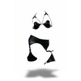 Liyuza Siyah Harness Takım Zincir Detaylı Suni Deri Bralet Set - Brf1220 Woman Kırmızı 4XL-5XL