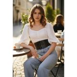 Liyuza Siyah Kadın Kemer Bağcıklı Kalın Korse Bel Aksesuarı - Brf1127 Taba L/XL