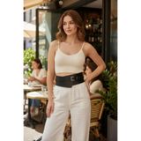 Liyuza Siyah Kadın Kemer Kalın Korse Bel Aksesuarı - Brf1128 Taba S/M