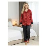 Liyuza Siyah-kırmızı Saten Pijama Takımı - 1621 Siyah-Kırmızı L