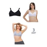 Liza Kadın Penye Toparlayıcı Sütyen, 3'lü Paket, Karışık Renk, 110 Beden