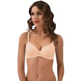 Liza Ten Destekli Kadın Sütyeni, Push Up, 85 Beden, Bej