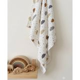 Lizayn Tekstil Çok Amaçlı Müslin Örtü & Battaniye %100 Pamuk Oeko-Teks Sertifikalı 80X80 cm - 80 x 80 cm - Yeşil - Bej